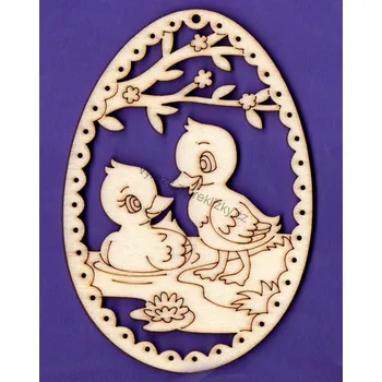 Překližka Výřez z překližky, F68/1, VELIKONOČNÍ VEJCE-KACHNIČKY, velké, 11,3cm, 1ks