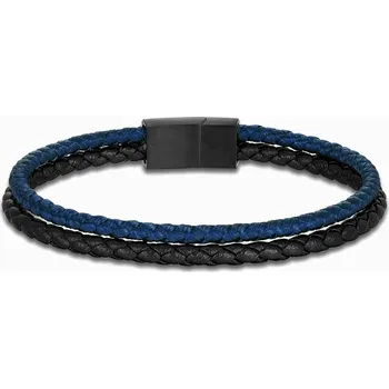 Náramek Joy-sperky Minimalistický dvoupramenný kožený provázkový náramek DUO Dark Blue Délka: 19 cm