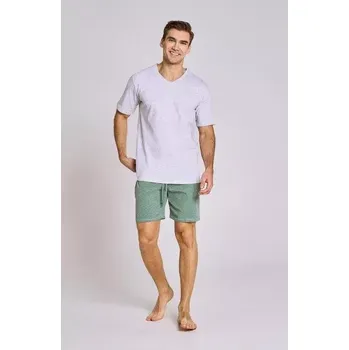 Pánské pyžamo Taro, pánské pyžamo 3182-Kieran, krátký rukáv, šedý melír, vel. XXL