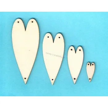 Dřevěné výřezy, SR05/4, 3-DÍRKOVÉ SRDCE-malé, 1,5x3cm, 1ks