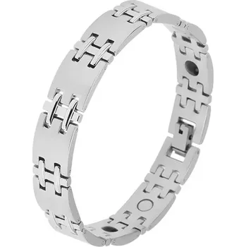 Náramek Matný náramek z chirurgické oceli, stříbrná barva, lesklé spoje H, magnety