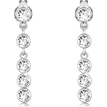 Náušnice Náušnice v bílém 14K zlatě - kulaté zirkony čiré barvy ve svislé linii