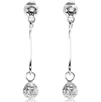 Náušnice Náušnice ze stříbra 925, čirý Swarovského krystal, třpytivá kulička na tyčince