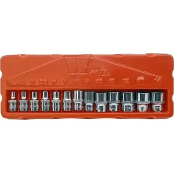 Gola hlavice Nástrčné hlavice 1/4", 12 hran, Gear-Lock 4 - 14 mm, CrV, sada 13 dílů, Welzh (Welzh Werkzeug)