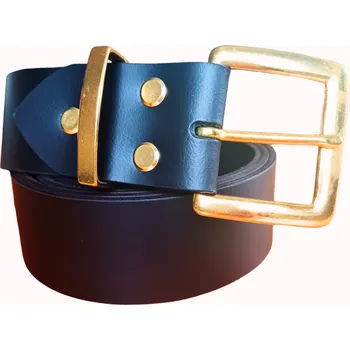 Opasek opaskujse Kožený opasek, černá kůže, spona mosazná, zlatá hranatá Délka opasku: 50 cm