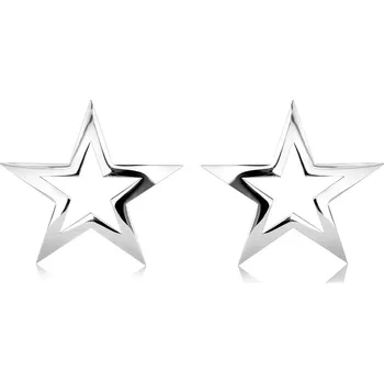 Náušnice Puzetové náušnice, ocel 316L, velká kontura hvězdy stříbrné barvy
