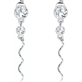 Náušnice Stříbrné 925 náušnice, čiré krystaly Swarovski, lesklá spirála