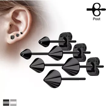 Náušnice Puzetové náušnice z chirurgické oceli, hladký lesklý kužel, různé barvy - Rozměr: 3 x 3 mm, Barva: Zlatá