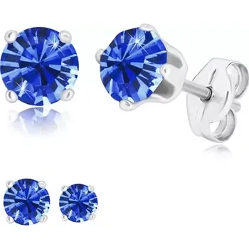 Náušnice Náušnice ze stříbra 925 - kulatý zirkon v safírově modrém odstínu, čtyři tyčinky - Velikost zirkonu: 5 mm
