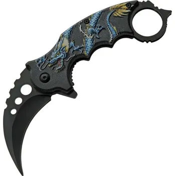 Sebeobrana Nůž zavírací DRAGON karambit MODRÝ
