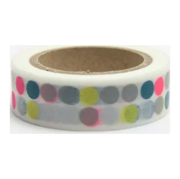 Lepicí páska Dekorační lepicí páska - WASHI pásky-1ks puntíky neonové