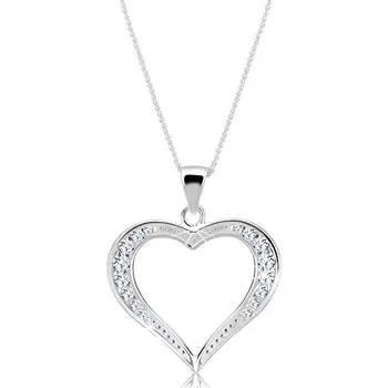 Přívěsek Stříbrný náhrdelník 925 - širší třpytivá silueta srdce