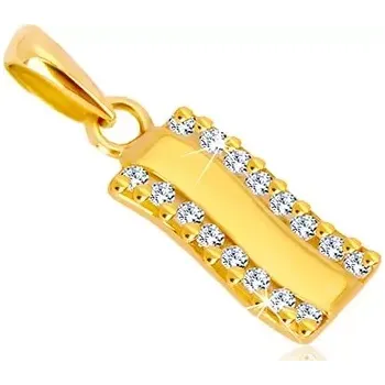 Přívěsek Přívěsek ve žlutém zlatě 585 - lesklý zvlněný pás, svislé zirkonové linie