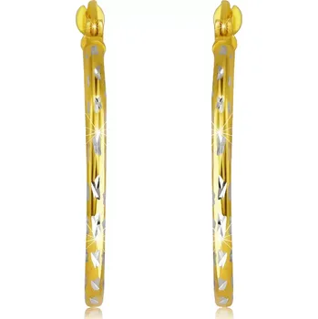 Náušnice Náušnice ze stříbra 925 - třpytivé klasické kruhy, zlatá barva, křížkové zářezy