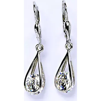 Náušnice Stříbrné visací náušnice slzy čirý zirkon - NK27/1291 (Stříbrné náušnice se zirkony)