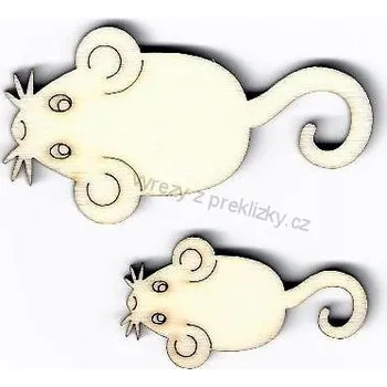 Překližka Výřez z překližky, Z162/1, MYŠKA-velká, 6x3,2cm, 1ks