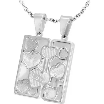 Přívěsek Ocelový dvojpřívěsek - gravírovaná tabulka, obrysová srdce