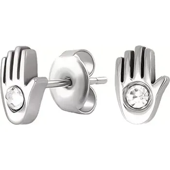 Náušnice Puzetové náušnice z chirurgické oceli - ruka se zirkonkem