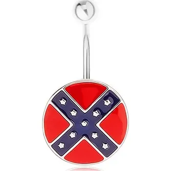 Piercing Piercing do pupíku z oceli 316L, kruh s motivem jižanské vlajky