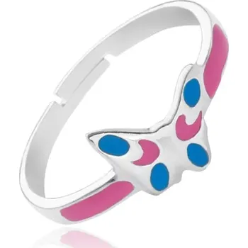 Prsten Prsten ze stříbra 925 - růžovomodrý motýlek, nastavitelný