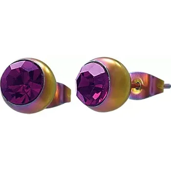 Náušnice Náušnice z oceli 316L, duhové kuličky s růžovofialovým zirkonem