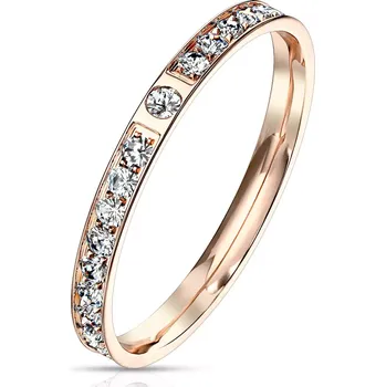 Prsten Prsten z oceli - dva vypouklé kamínky a půloblouky ozdobené kulatými zirkony - Velikost: 54