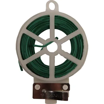 Vázací drát TOPTRADE drát ocelový, poplastovaný, zelený, planžetové nůžky v plastovém pouzdře, 0,4 mm x 30 m (TOPTRADE drát ocelový, poplastovaný, zelený, planžetové nůžky v plastovém pouzdře, 0,4 mm x 30 m)