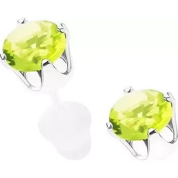 Náušnice Puzetové náušnice ze stříbra 925, světle zelený kulatý zirkon, 5 mm