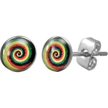 Náušnice Náušnice z chirurgické oceli s barevnou spirálou, puzetky