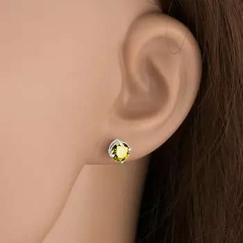 Náušnice Sada ze stříbra 925, náušnice a přívěsek, kulaté blyštivé zirkony žluté barvy