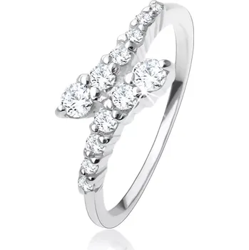 Prsten Stříbrný prsten 925, zahnuté zirkonové linie v čiré barvě - Velikost: 49