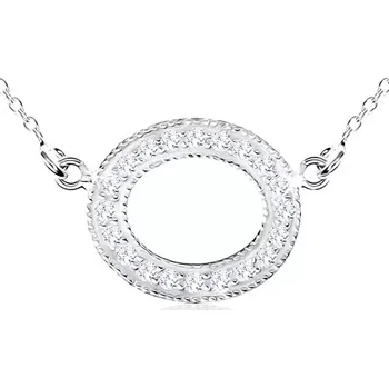 Náhrdelník Stříbrný náhrdelník 925, ovál zdobený čirými zirkony a kuličkami