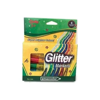 Set školních potřeb Markery żelowe z brokatem 6 kolorów