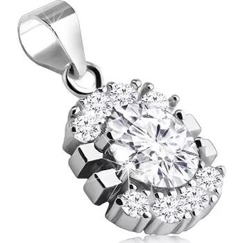 Přívěsek Stříbrný přívěsek 925 - čirý blýskavý zirkon zdobený třpytivým lemem