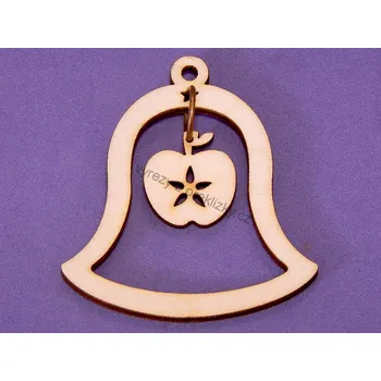 Stavební deska Sada-výřez z překližky, E81, ZVONEK S JABLKEM, 5,8x5,2cm, 1ks