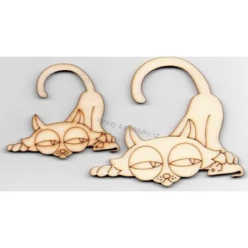 Překližka Výřez z překližky, Z139/1, KOČKA S MYŠÍ-velká, 7,5x6,2cm, 1ks