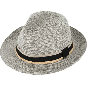 Klobouk Fiebig - Headwear since 1903 Letní šedý fedora klobouk od Fiebig - Traveller Toyo Melange Velikost: 55 cm (S)