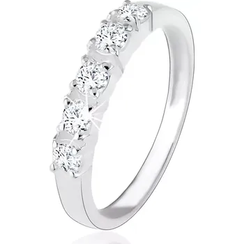 Prsten Stříbrný zásnubní prsten 925, pět vsazených čirých zirkonů - Velikost: 54