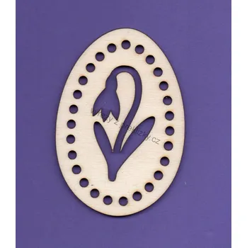 Překližka Výřez z překližky, D69/1, VAJÍČKO-SNĚŽENKA, k vyplétání, 6,2x9cm, 1ks