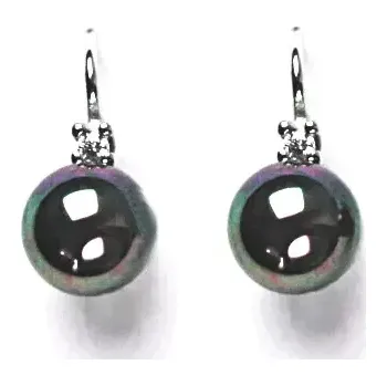 Náušnice Stříbrné náušnice perla Swarovski perleťový lesk černá - NK1207 (Stříbrné náušnice se Swarovski perlou 8 mm)