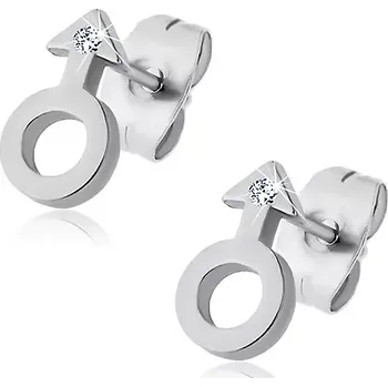 Náušnice Ocelové náušnice - motiv pohlaví - muž, zirkon