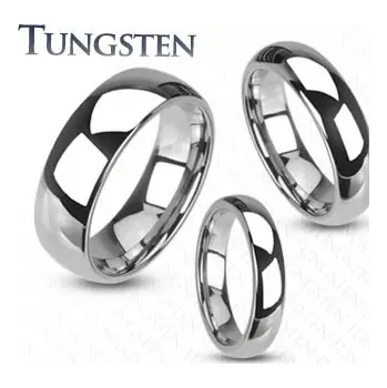 Prsten Wolframový prsten ve stříbrném odstínu, hladký lesklý povrch, 6 mm - Velikost: 68