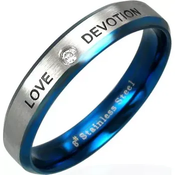 Prsten Ocelový prsten LOVE DEVOTION se zirkonem - Velikost: 49