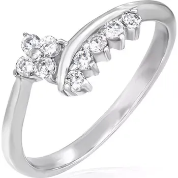 Prsten Jemný zásnubní prsten - zirkonový kvítek a lemování - Velikost: 56