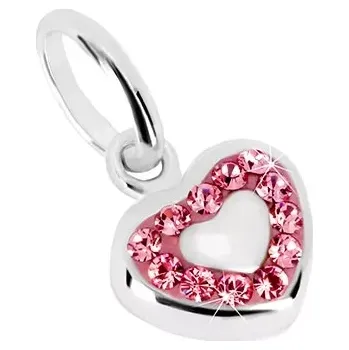Přívěsek Stříbrný přívěsek 925 - pravidelné srdce a blýskavá zirkonová kontura
