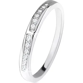 Prsten Lesklý prsten, dvě zaoblené čiré zirkonové linie, stříbro 925 - Velikost: 56