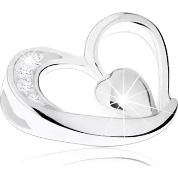 Přívěsek Stříbrný 925 přívěsek, nepravidelná kontura srdce, malé vypouklé srdíčko