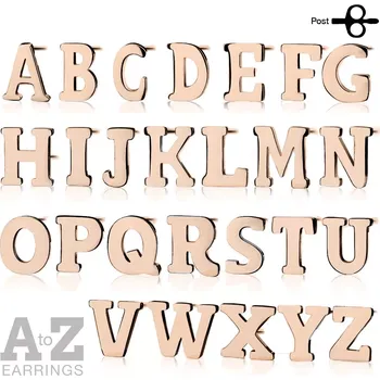 Náušnice Ocelové náušnice v měděné barvě - písmeno abecedy "U", puzetky