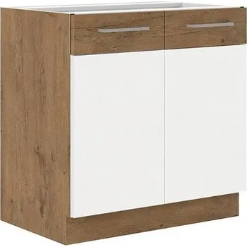 Nábytek Kuchyňská skříňka pod dřez Woodline 80 ZL 2F BB, Barva: Dub lancelot / bíly lesk, Umyvadlo: ne MIRJAN 5902928813487