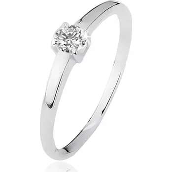Prsten Prsten ze stříbra 925, čirý kamínek v kalíšku se čtyřmi kolíčky - Velikost: 54
